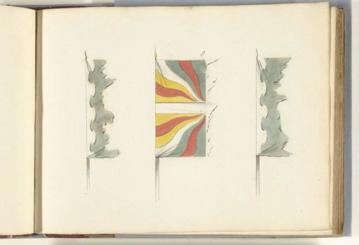 Three French banners in tatters, captured in the Battle of Oudenaarde, 1708