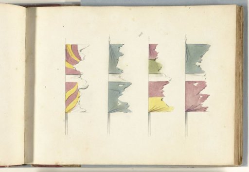 Four French banners in tatters, captured in the Battle of Oudenaarde, 1708