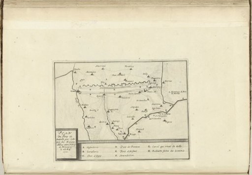Map with the line of the Allied army camp, 1710