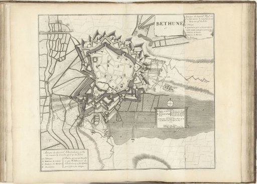 Map of the attacks on Béthune, 1710