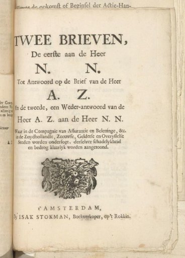 Two Letters on the Fraud of the Newly Founded Companies, 1720