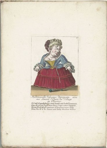 A little man as the French Mademoiselle Jolicoeur, ca. 1710