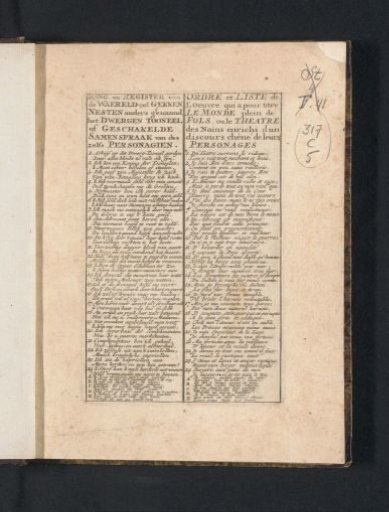 Register for prints 1-24 and A-E in the series: Bombario Actionist and the Spirit of Esopus, 1720