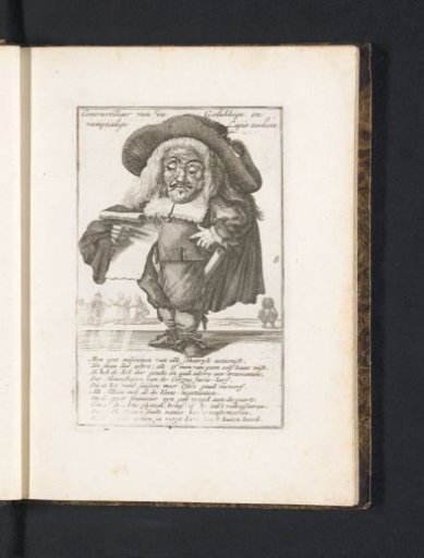 A little man with a hat reading a roll of paper, 1720
