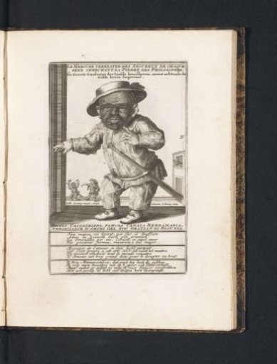 The little man Great Gardener of the Love Herb Gardens as a harlequin, 1720