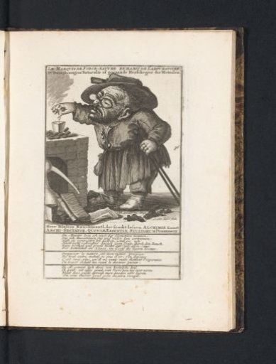 The little man Dr. Dwingdwangius Naturalis as an alchemist, 1720