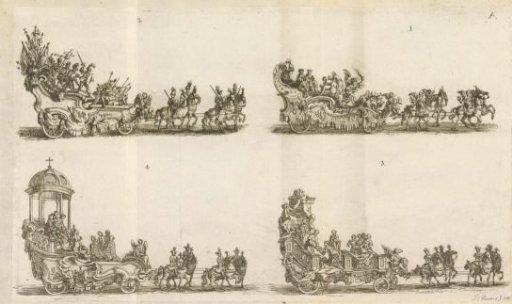 Four Pageant Wagons, Numbered 1-4, 1749