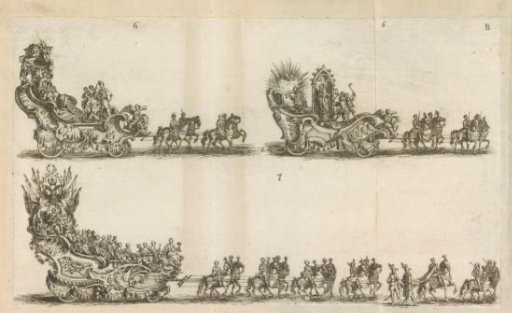 Three Pageant Wagons, Numbered 5-7, 1749