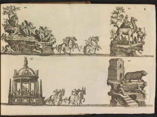 Sheet K: seventeenth and eighteenth triumphal cars, 1767