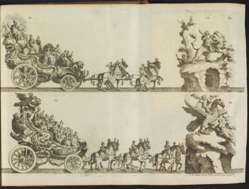 Sheet D: sixth and seventh triumphal cars, 1767