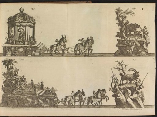 Sheet H: twelfth and thirteenth triumphal cars, 1767