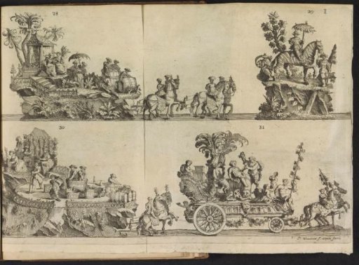 Sheet I: fourteenth, fifteenth and sixteenth triumphal cars, 1767