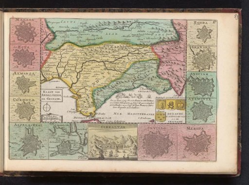 Map of Andalusia with the Sea Battle at Málaga, 1704
