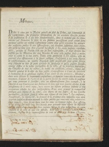 Printed Letter of 1787 (Front)