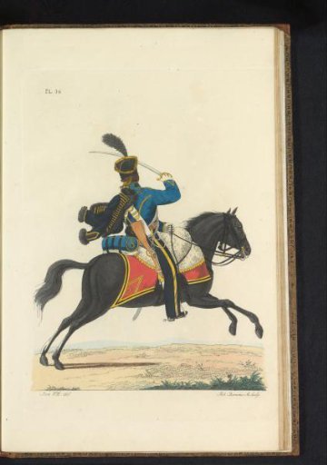 Hussar, on horseback, in full dress