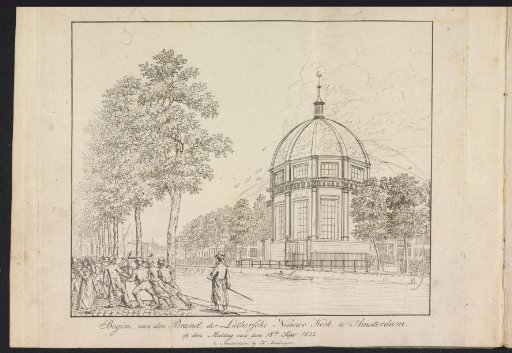 Beginning of the fire in the New Lutheran Church in Amsterdam, 1822