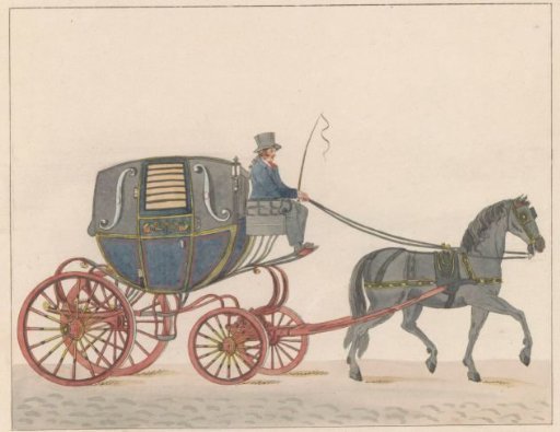Horse-drawn carriage in Amsterdam, ca. 1825