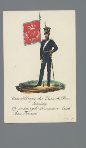 Standard Bearer of the Friesland Provincial Civic Guard. On the reverse the words: First Banner of the Frisians