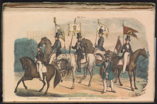 Costumes and Standards of the Civic Guards of Delfzijl, Zwolle, Deventer, Medemblik, Winschoten and Texel, 1840-1842