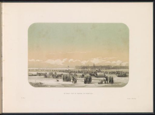 Ice recreation on the Maas in Rotterdam, with the factory at Feijenoord in the distance, 1855