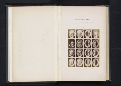 Overview of subjects with various facial expressions: 'un vieillard' and 'un jeune homme'