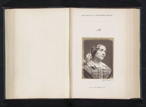 Portrait of a test subject during electrical stimulation: 'a woman aged fifty-two'