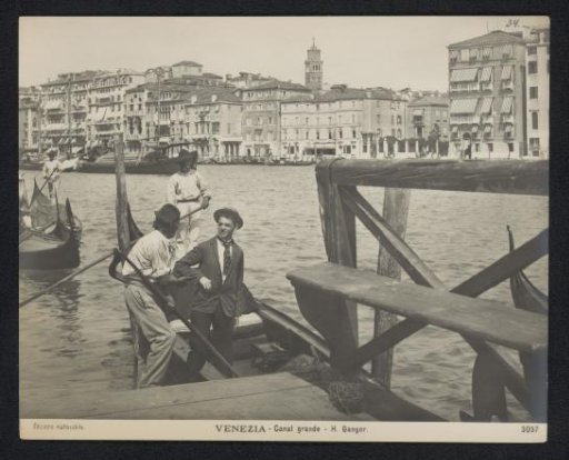 Young man on a gondola in Venice