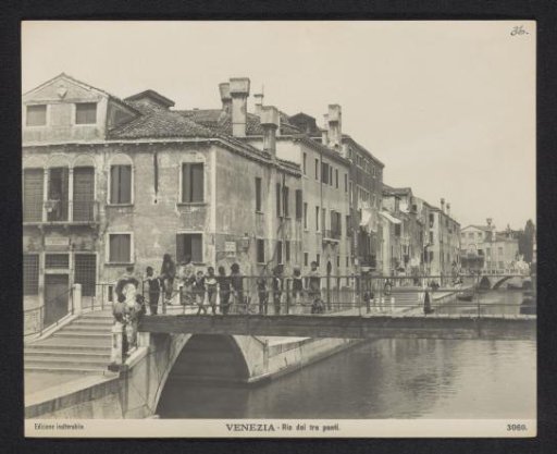 View of the Rio dei Tre Ponti in Venice