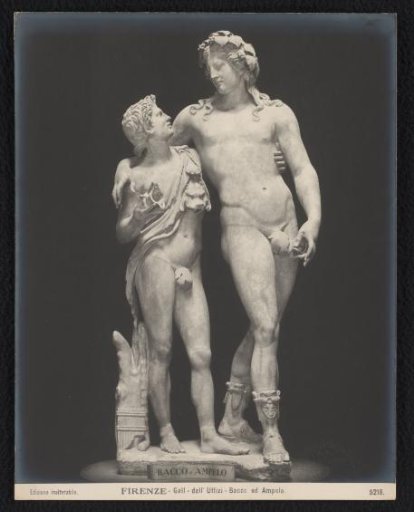 Sculpture of Bacchus and Ampelos in the Galleria degli Uffizi