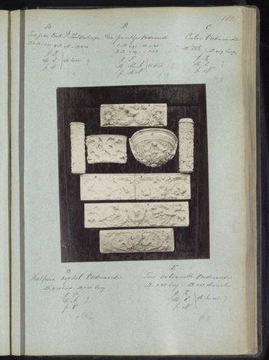 Plaster casts of, among other things, small panels, friezes, colonettes, and a capital