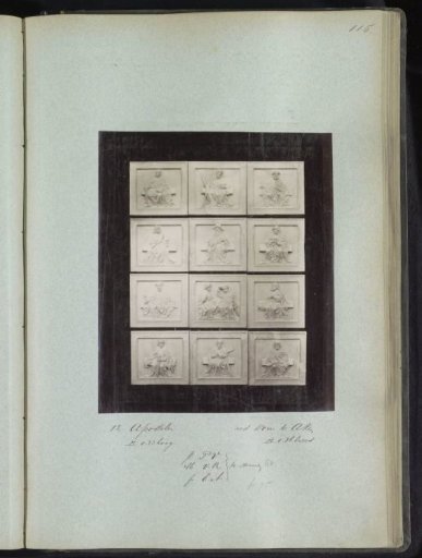 Twelve plaster casts of panels of the twelve apostles from the Aachen Cathedral