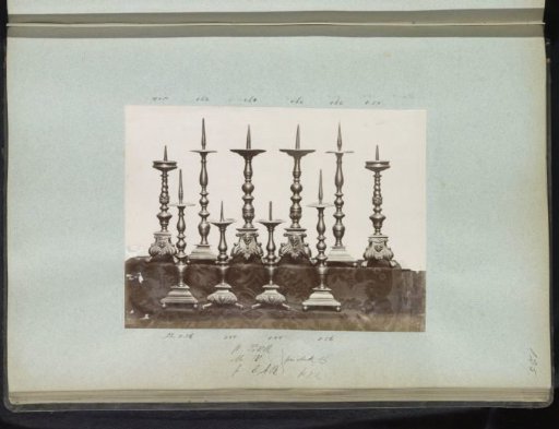 Ten copper candlesticks
