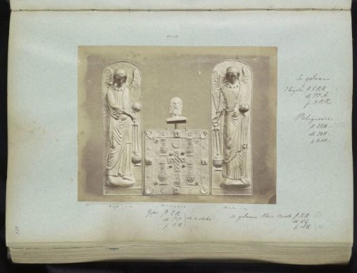 Plaster casts of a bust and two angels, presumably from a reliquary shrine