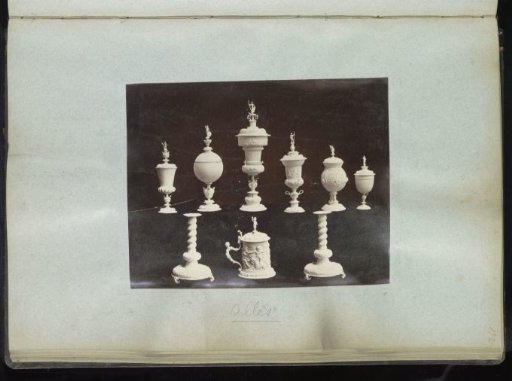 Nine plaster casts of, among other things, urns and candlesticks