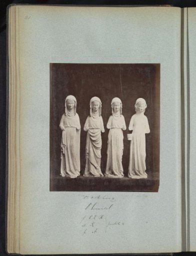 Four plaster casts of sculptures, possibly from a church in Oberwesel, Germany