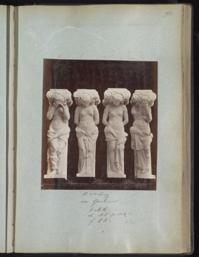 Four plaster casts of caryatids by Quellinus