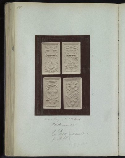 Four plaster casts of panels, presumably from Oudenaarde