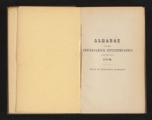 Almanac of the Amsterdam Student Corps for the Year 1870