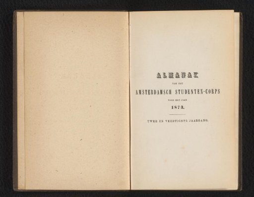 Almanac of the Amsterdam Student Corps for the Year 1873