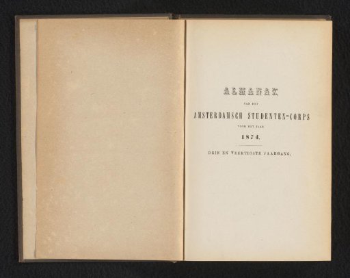 Almanac of the Amsterdam Student Corps for the year 1874