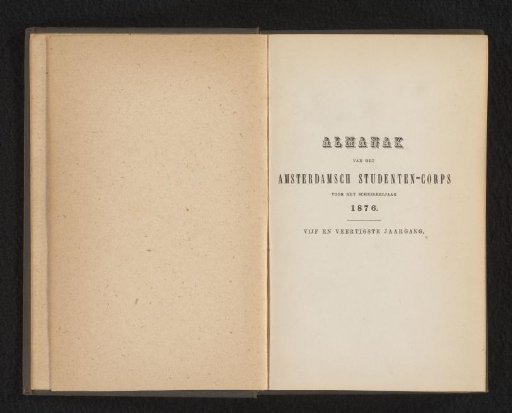 Almanac of the Amsterdam Student Corps for the year 1876