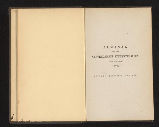 Almanac of the Amsterdam Student Corps for the year 1878