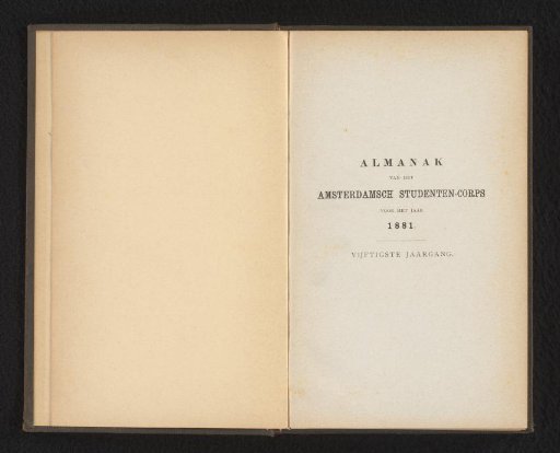 Almanac of the Amsterdam Student Corps for the year 1881
