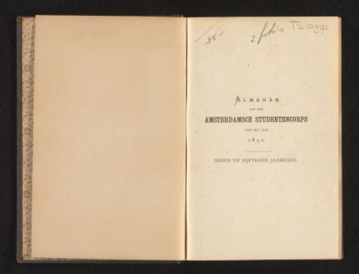 Almanac of the Amsterdam Student Corps for the year 1890