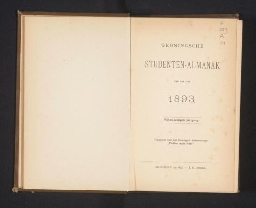 Groningen Students' Almanac for the year 1893