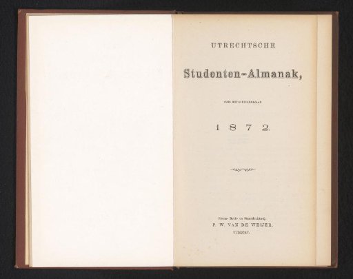Utrecht Student Almanac for the leap year 1872