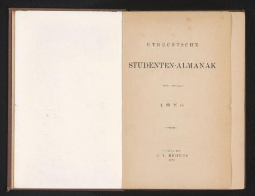 Utrecht Student Almanac for the year 1873
