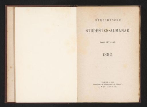 Utrecht Student Almanac for the year 1882