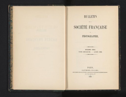 Bulletin de la Société française de photographie. Second series. Volume second - year 1886
