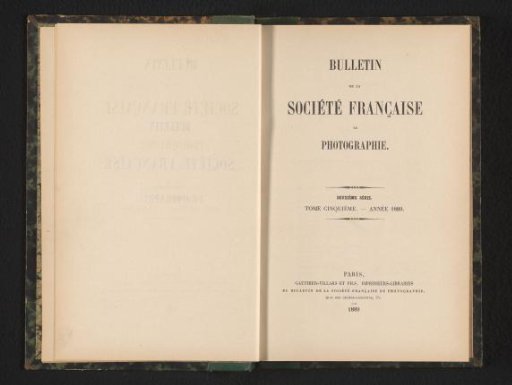 Bulletin de la Société française de photographie. Second series. Volume five - year 1889